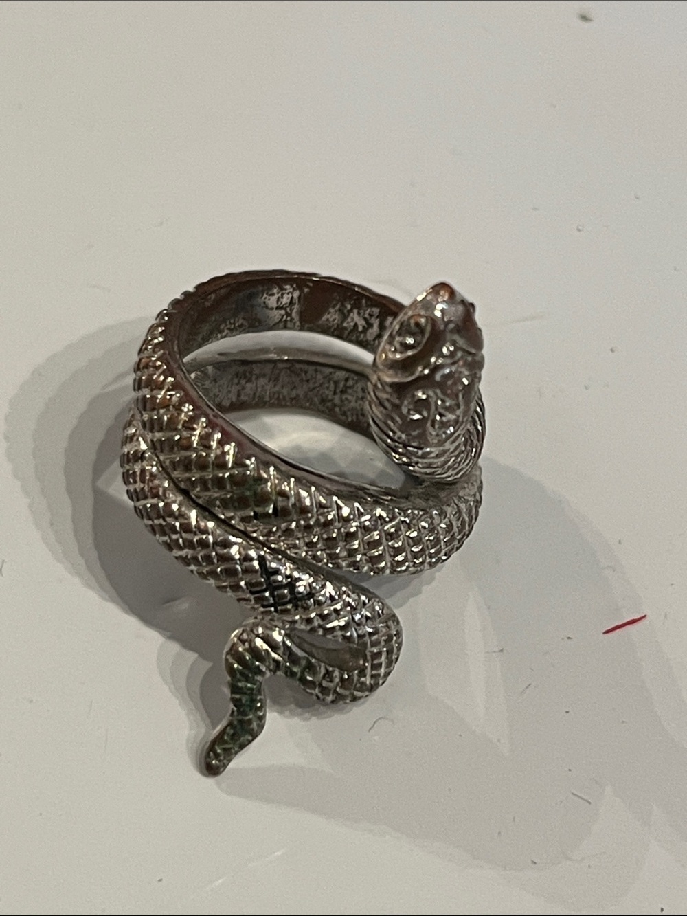 SNAKE SILVERTONE WINDING COBRA RING SZ 6
